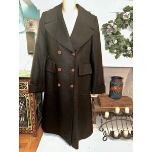 GIANFRANCO FERRE VINTAGE 80's 90's BLACK WOOL DOUBLE BREASTED COAT 42